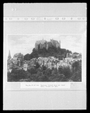 Marburg, Stadtansicht : Marburg. Stadtteilansicht mit Schloss