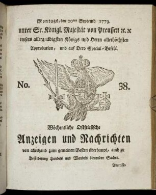 No. 38. Montags, den 20ten Septemb. 1779.