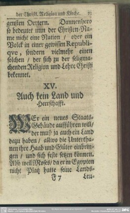 XV. Auch kein Land und Herrschafft