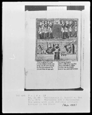 Rudolf von Ems, Weltchronik — Die Bundeslade wird um Jericho herumgetragen, Folio 151verso