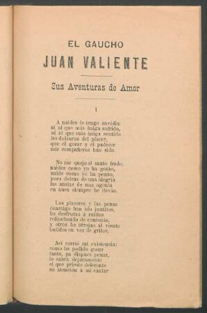 El gaucho Juan Valiente : Sus aventuras de amor