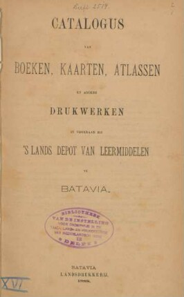 Catalogus van boeken, kaarten, atlassen en andere drukwerken in voorraad bij 's Lands Depot van Leermiddelen te Batavia