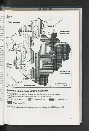 Karte 2 Einpendler aus den neuen Ländern im Juni 1996