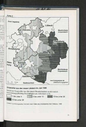 Karte 2 Einpendler aus den neuen Ländern im Juni 1996