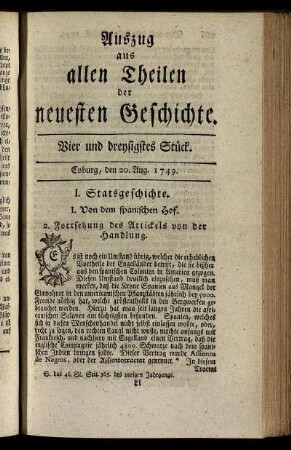 Vier und dreysigstes Stück. Coburg, den 20. Aug. 1749.