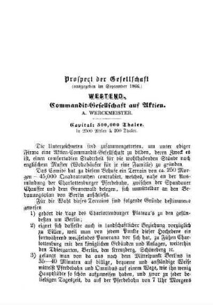 Prospect der Gesellschaft (ausgegeben im September 1866.)
