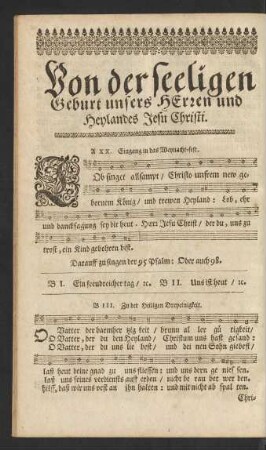 Von der seeligen Geburt unsers Herren und Heylandes Jesu Christi.