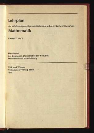 1988: Klassen 1 bis 3