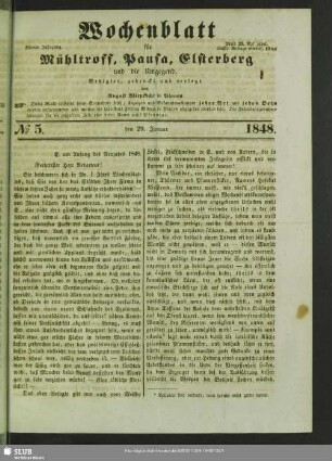 Wochenblatt für Mühltroff, Pausa, Elsterberg und Umgegend