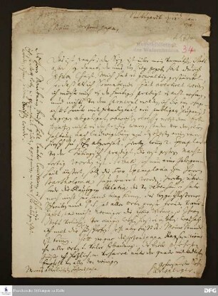 Brief von Samuel Urlsperger an August Hermann Francke.