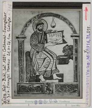 Wien, Nationalbibliothek: Cod. 1224, Cutbercht-Evangeliar, fol. 71b, Evangelist Markus