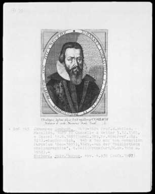 Bildnis Johannes Combach (1585-1651), 1619-1624 Professor der Philosophie in Marburg