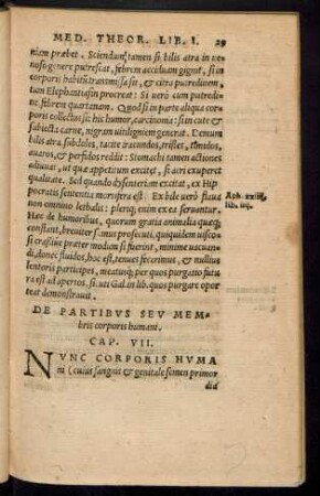 De Partibus Seu Membris corporis humani. Cap. VII.