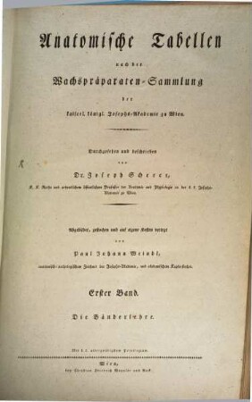 Tabulae anatomicae, quae exhibent Musaei Anatomici Academiae Caes. Reg. Iosephinae praeparata cerea, 1. Syndesmologia
