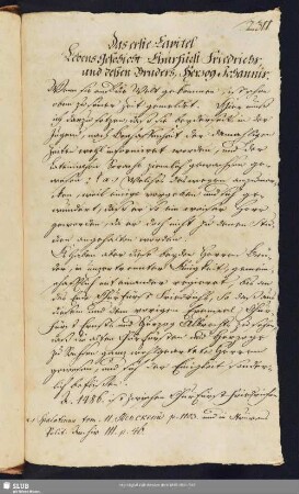 1. Capitel. Lebens Geschicht Churfürst Friedrichs und dessen Bruders, Herzog Johannis.