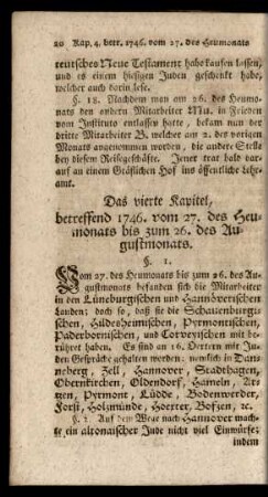 Das vierte Kapitel, betreffend 1746. vom 27. des Heumonats bis zum 26. des Augustmonats