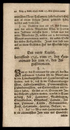 Das vierte Kapitel, betreffend 1746. vom 27. des Heumonats bis zum 26. des Augustmonats