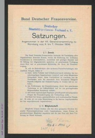 Bund Deutscher Frauenvereine - Satzungen