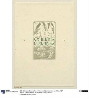 Ex libris Emil Uhles (Nachtreiher)