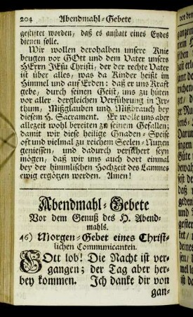 Abendmahl-Gebete Vor dem Genuß des H. Abendmahls.