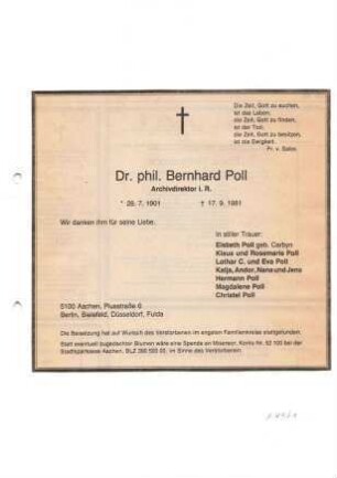 Poll, Bernhard (Dr. phil.)