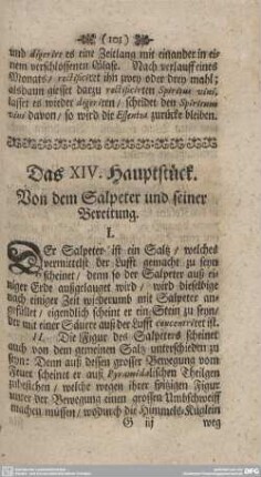 Das XIV. Hauptstück. Von dem Salpeter und seiner Bereitung.