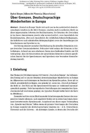 Über Grenzen. Deutschsprachige Minderheiten in Europa