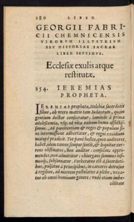 Georgii Fabricii Chemnicensis Virorum Illustrium Seu Historiae Sacrae Liber Septimus. Ecclesiae exulis atque restitutae.