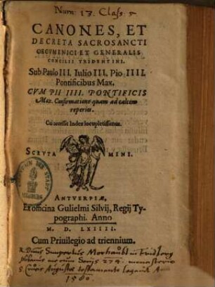 Canones et decreta sacrosancti oecumenici et generalis concilii Tridentini