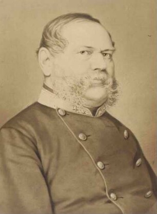 Carl von Berger in Uniform, Oberstleutnant und Regimentskommandeur von 1869-1870, zuletzt Oberst, Brustbild in Halbprofil