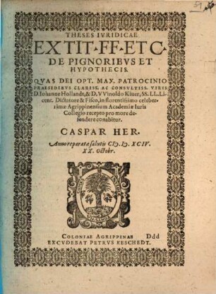 Theses ... de pignoribus et hypothecis