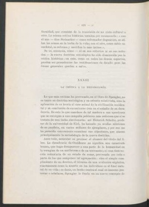 XXXIII - La crítica a la metodología