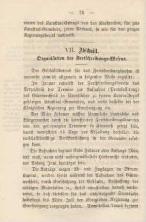 VII. Abschnitt. Organisation des Fortschreibungs-Wesens.