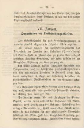 VII. Abschnitt. Organisation des Fortschreibungs-Wesens.