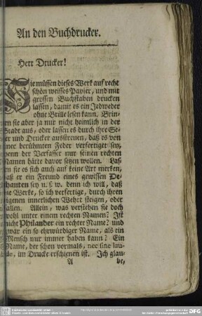 An den Buchdrucker