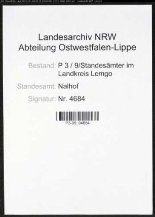 Sterberegister Standesamt Nalhof