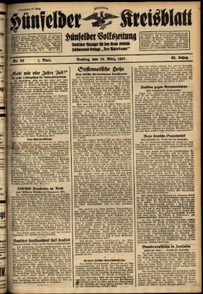 Erste Ausgabe vom Freitag, den 19. März 1937.