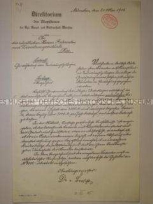 Kopie eines handschriftlichen Rundschreiben des Magistrats von München zur Gewährung einer Teuerungszulage für Beamte