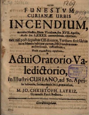 Funestum Curianae urbis incendium