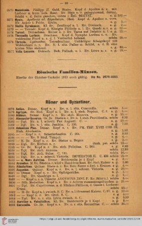 Römer und Byzantiner (Nr. 3578 - 3739)
