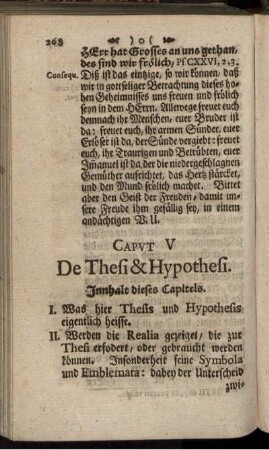 Caput V. De Thesi & Hypothesi.