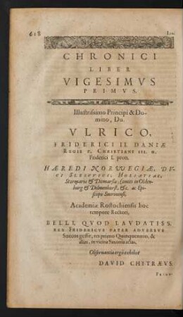 Chronici Liber Vigesimus Primus.