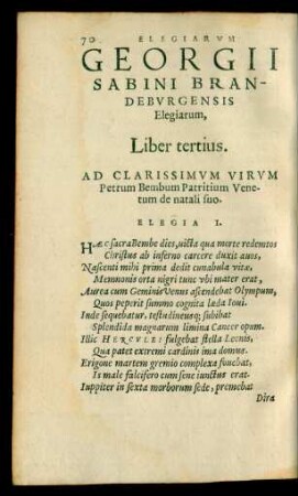 Georgii Sabini Brandeburgensis Elegiarum, Liber tertius.