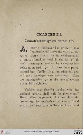 Chapter III: Gautama’s marriage and married life