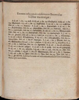 Errores relegendo observatos Benevolus Lector ita corriget