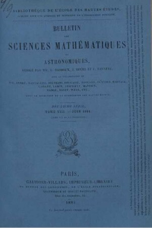 Tome VIII. - Juin 1884.