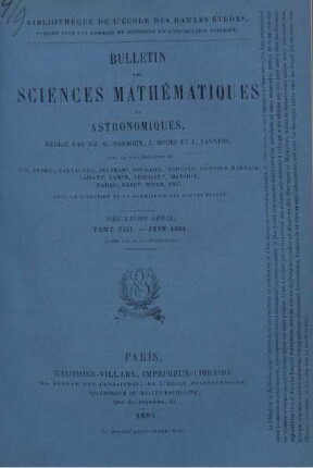 Tome VIII. - Juin 1884.