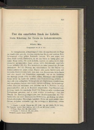 Über den osmotischen Druck der Kolloide. Vierte Mitteilung: Zur Theorie der Kolloidelektrolyte