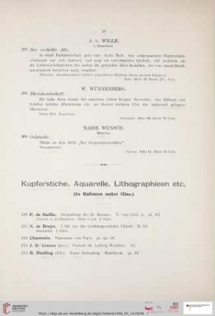 Kupferstiche, Aquarelle, Lithographieen etc. (Nr. 210 - 245)
