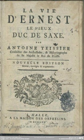 La Vie D'Ernest Le Pieux Duc De Saxe